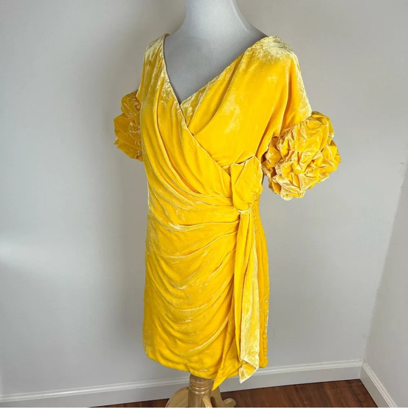 Free People x Fame & Partners Caroline Dress in Velvet Marigold size 10 - Picture 3 of 6